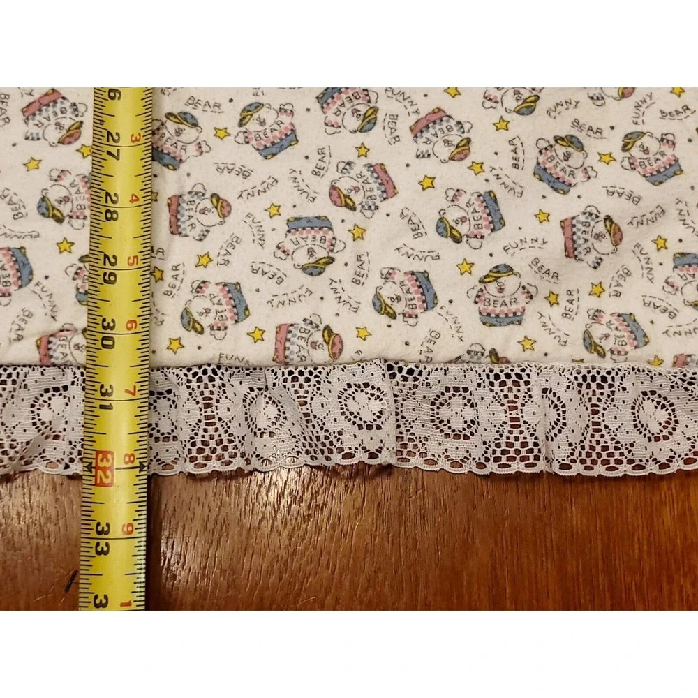 Precious Moments Baby Quilt Blanket Lace Trim USA 42x32